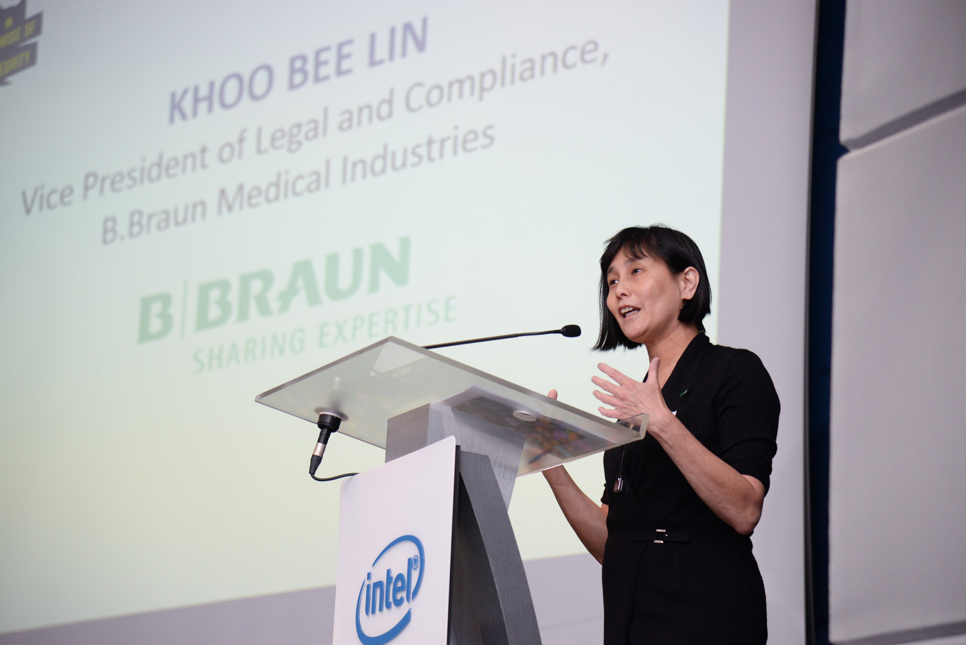 Ms Khoo Bee Lin, VP of Legal and Compliance, B.Braun Medical Industries delivering her presentation